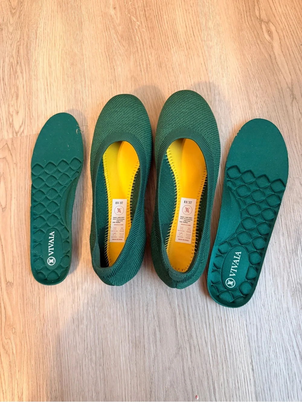 VIVALA Forest Green Knit Ballet Flats